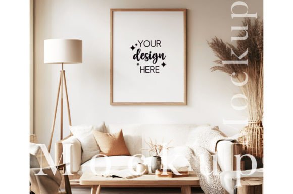 Download A4 Vertical Modern Wood Frame Mockup - Modern wood Collection