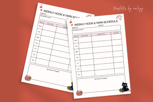 Download Weekly Hook &amp; Yarn Schedule Planner - Planner Collection