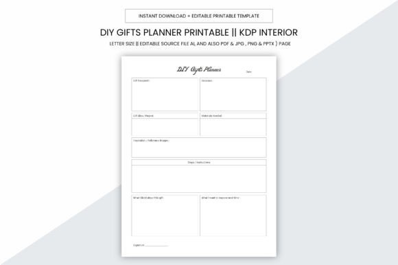 Download DIY Gifts Planner Kdp Interior Printable - Planner Collection