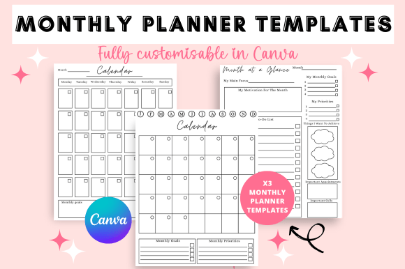 Download Monthly Planner Canva Templates - Planner Collection