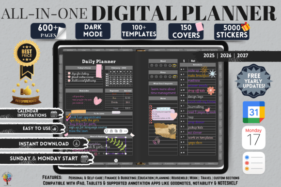 Download Dark Mode All in One Digital Planner - Planner Collection
